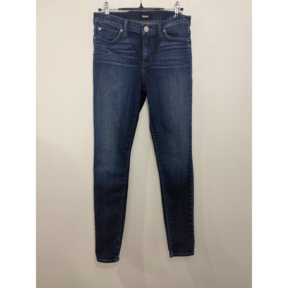 Hudson Nico Midrise Super Skinny Jeans Dark Indigo Blue Size 28 WM407DLQ